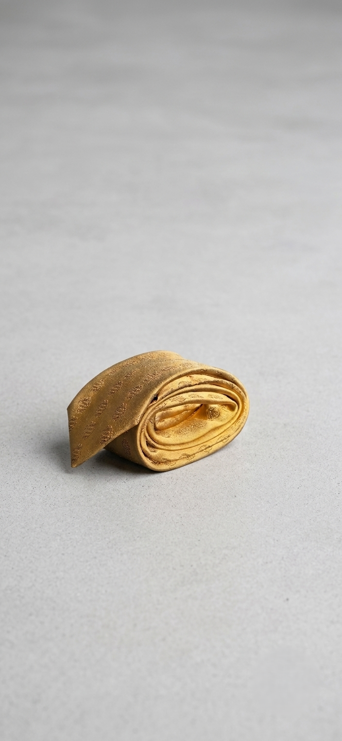 Rolled ODEHYE Golden Heritage Tie with repeated tonal Gye Nyame symbols