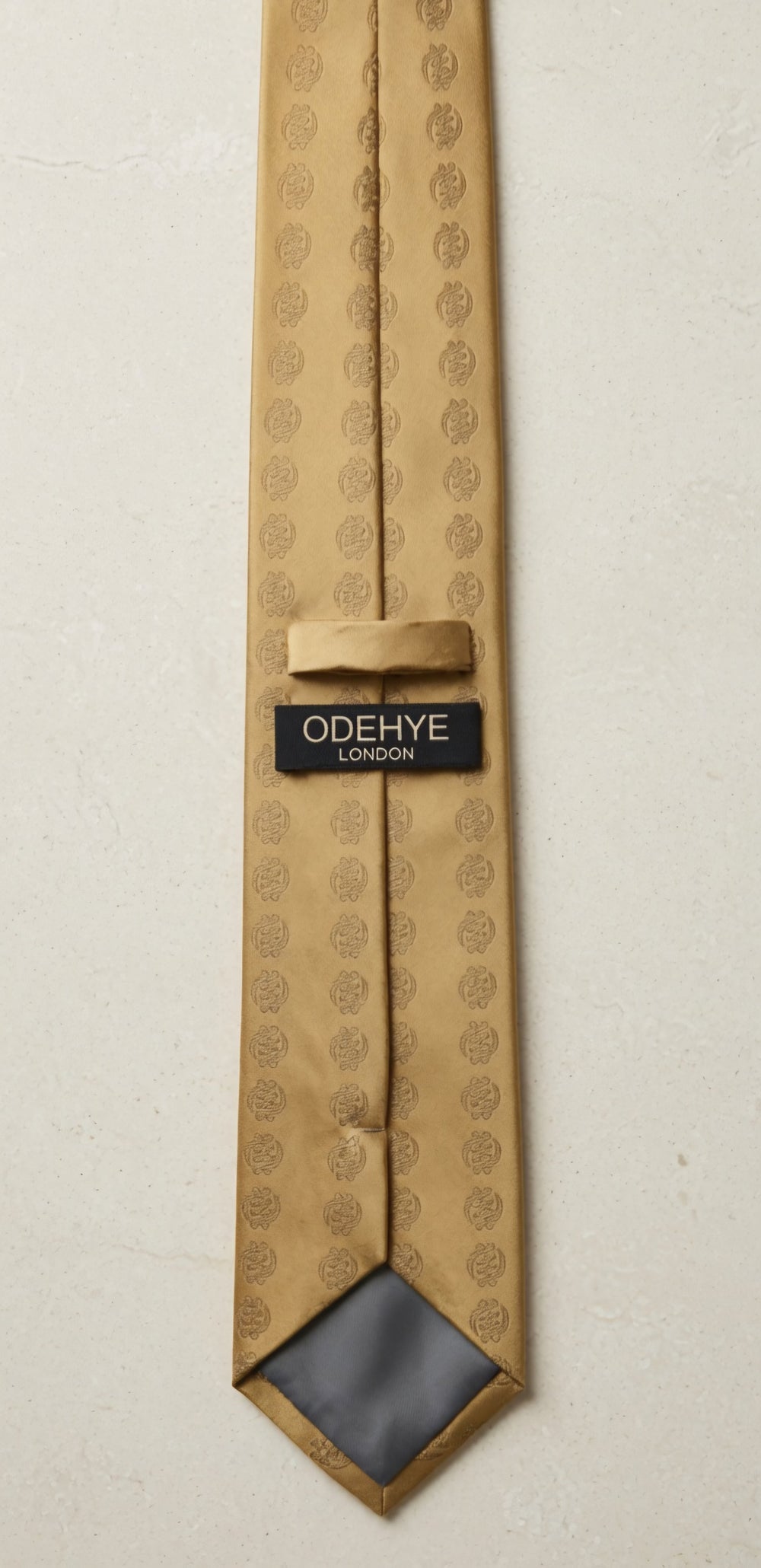 Full-length ODEHYE Golden Heritage Tie for wedding and ceremonial styling