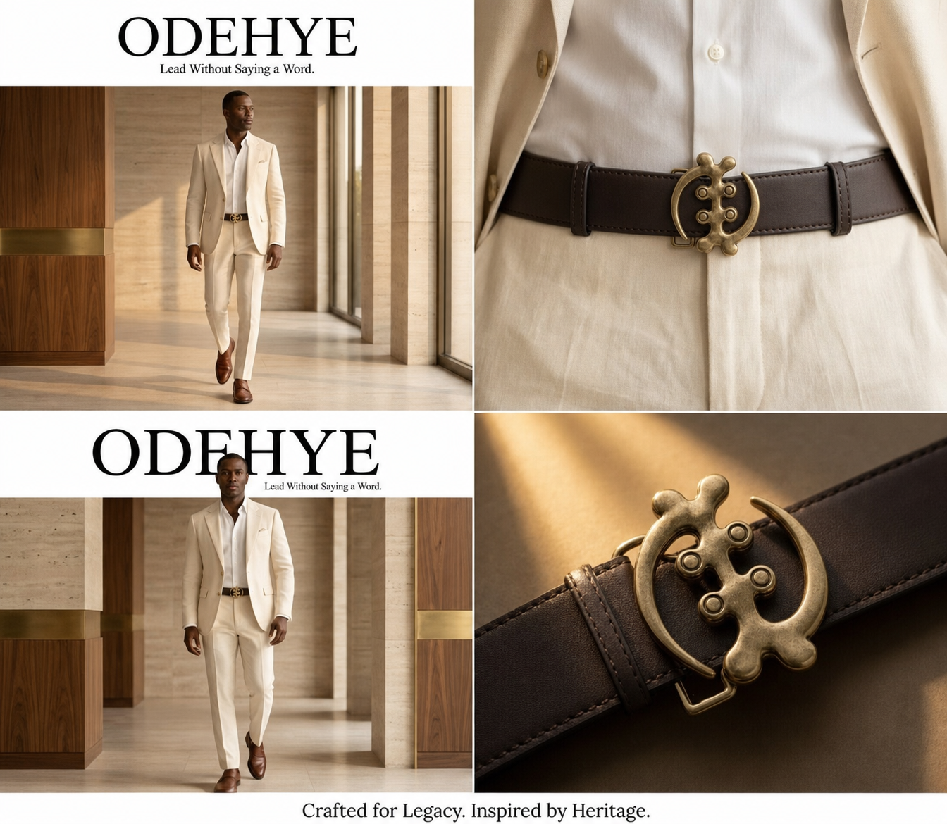 ODEHYE Gye Nyame Royal Leather Belt luxury lifestyle campaign